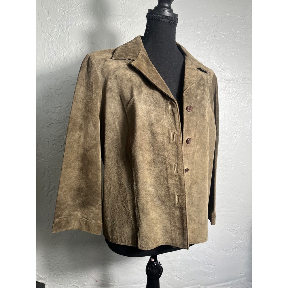 Monterey Bay Olive Suede Button-Front Jacket - Picture 4 of 7
